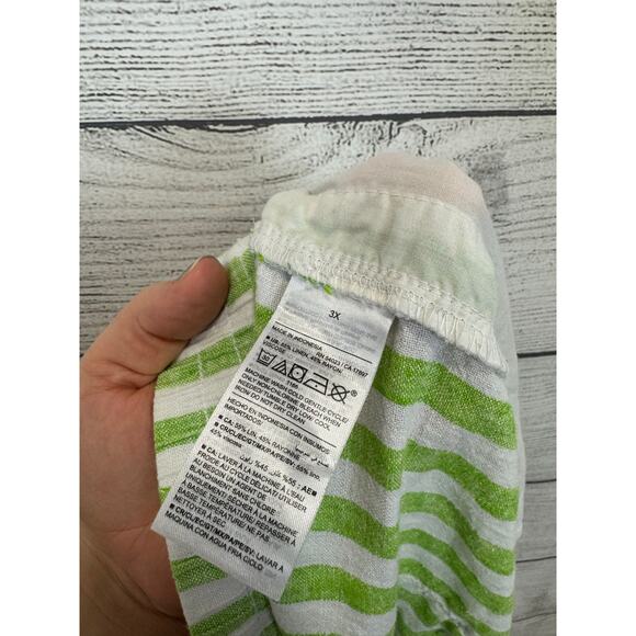 Old Navy Plus Size Green & White Striped Linen Blend Shorts Size 3X - Picture 7 of 7